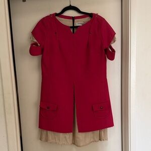 Courreges Paris Distressed Dress in Pink and Cream - size Small